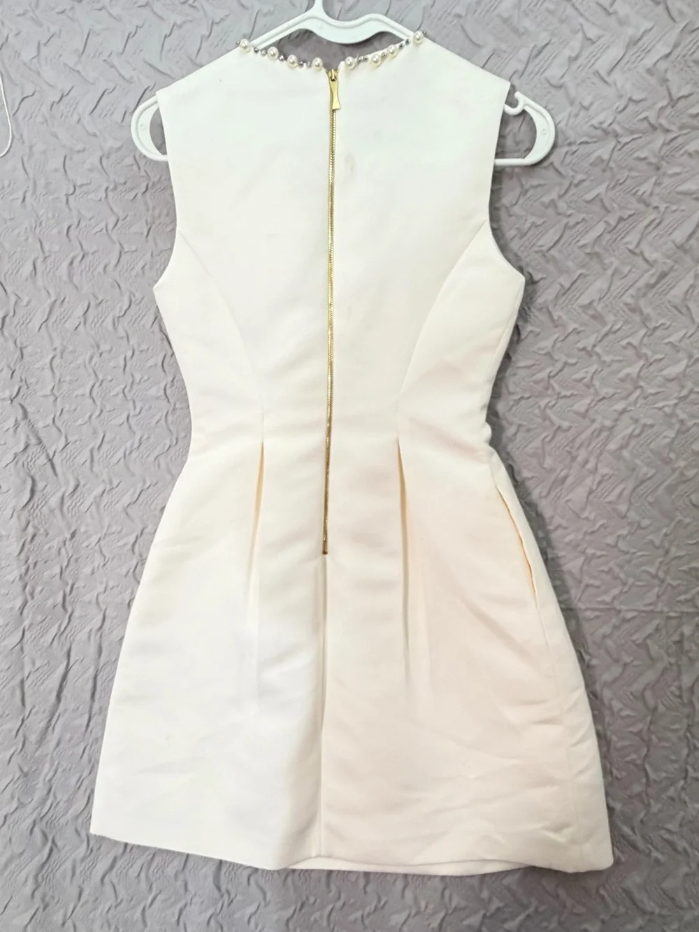 Kate Spade New York Embellished Structured Fit Flare Dress Cream NWT Size 0